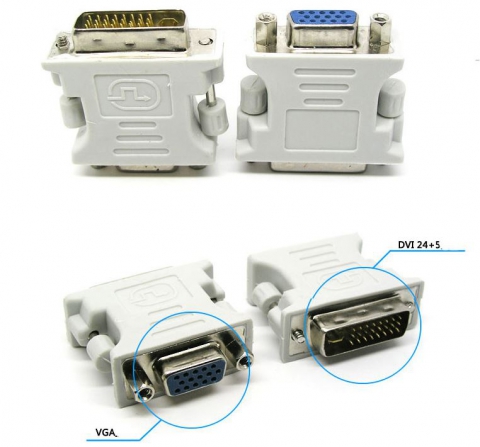 DVI 24+5 Male to 15 Pin VGA Female